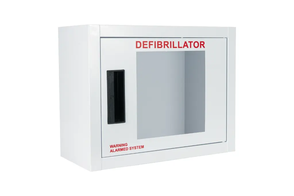 [CB3-S (alarmed)] Cabinet Compact Alarmed AED Cabinet with Sign